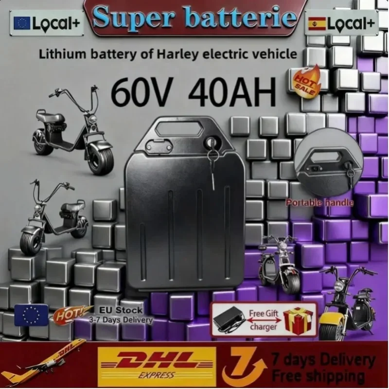 60V 20Ah 30Ah 40Ah 18650 Lithium-Ionen-Akku, wiederaufladbar, für Harley Citycoco Motorrad