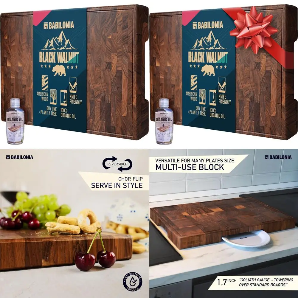 

Очень толстая разделочная доска из американского черного ореха, 15,7 x 10,2, профессиональное зернистое дерево, сверхмощная, качество премиум-класса, масляный бот