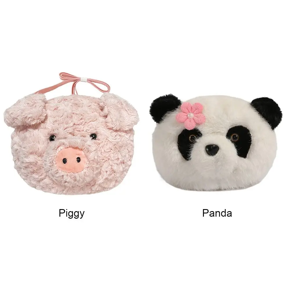 Portable Multicolor Plush Shoulder Bag Plush Cartoon Panda Piggy Cartoon Animal Handbag Large Capacity Casual Cross Body Bag