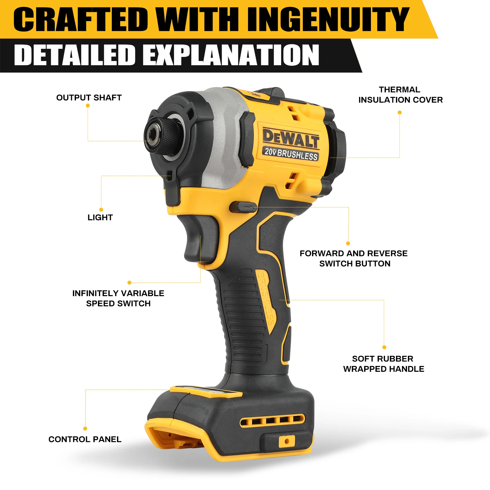 2026 DeWalt DCF850 20V بطارية ليثيوم أيون مثقاب لاسلكي بدون فرش، أداة عزم دوران عالية بدون بطارية DeWalt 5A 6A #3