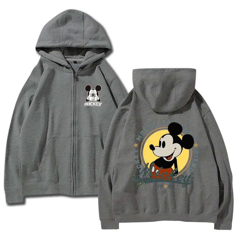 cartoon couple outfit sports hooded zipper jacket Disney  Mickey Mouse Minnie hooded cardigan sweatshirt