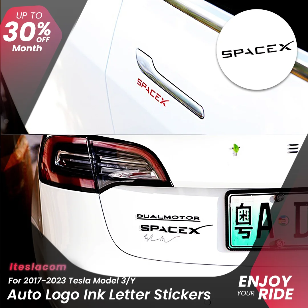 Iteslacom Inktletters Sticker Achterste Kofferbak Embleem Decor Sticker Anti-Dropping Voor Tesla Model 3 Y S X Auto-Accessoires