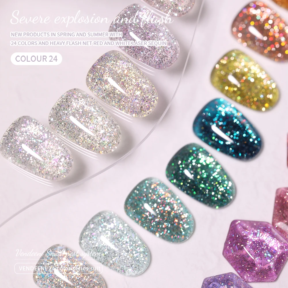 Vendeeni-esmalte en Gel para uñas, barniz brillante de alta densidad, 24 colores
