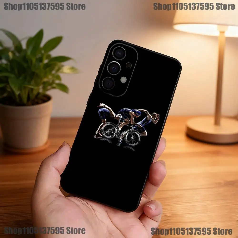 เคสโทรศัพท์ลายไตรกีฬา (ว่ายน้ำ ปั่นจักรยาน วิ่ง) สำหรับ Samsung S25,S24,S21,S22,S23,S30,Ultra,S20,Plus,Fe,Lite,5G สีดำ