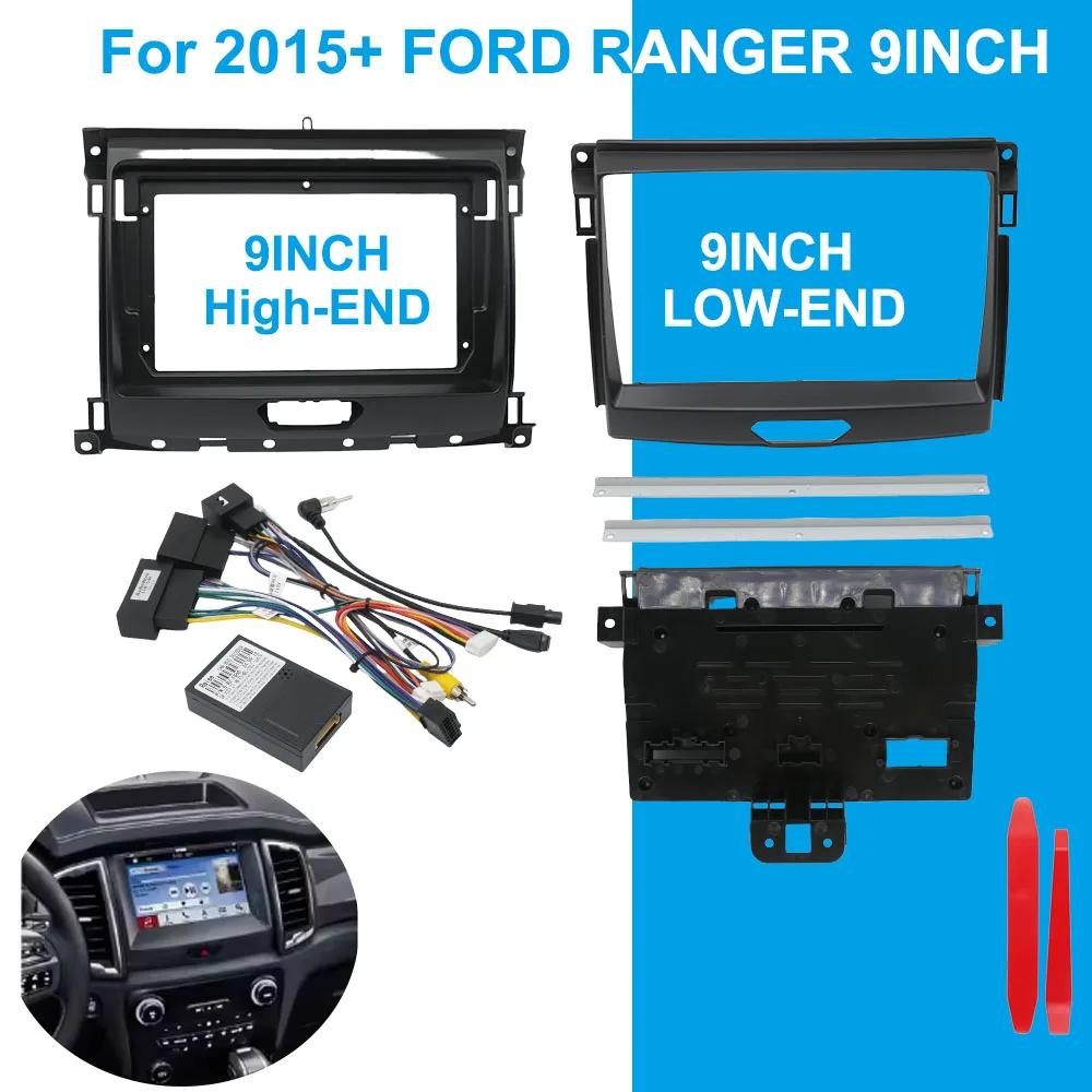 

9 Inch Car Radio Android Screen Multimedia Frame Panel For Ford 2015 RANGER Video GPS Installation Kit Wiring Harness CANBUS