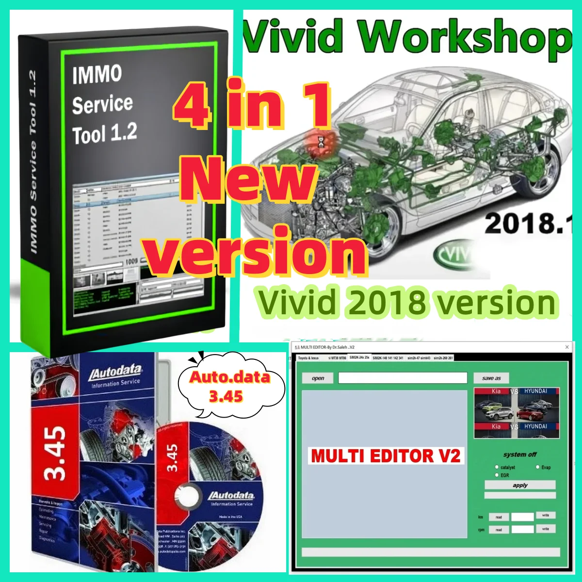 

2025 MULTI EDITOR V2 Latest Version Vivid 2018.1+auto3.45data+IMMO SERVICE TOOL V1.2 Automotive Workshop DATA Software immo off