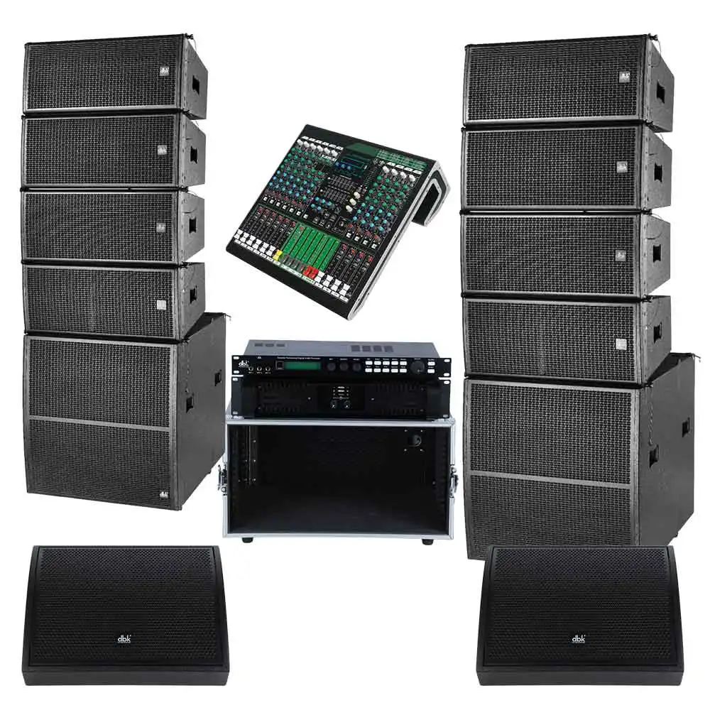 10 Inch Line Array Neodymium Speakers PA System Set 21 Inch Subwoofer Amplifier Monitor Hi-Res Audio