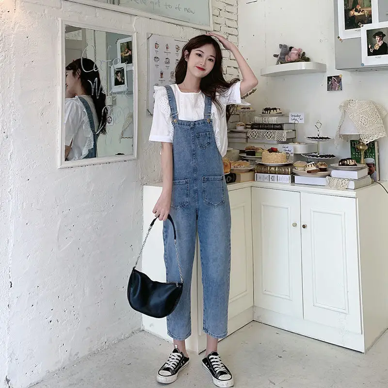 

Шикарные женские комбинезоны больших размеров, комбинезоны с вышивкой желтого цвета, студенческие уменьшающие джинсы в консервативном стиле, летние удобные драпировки для колледжа, стиль Ins