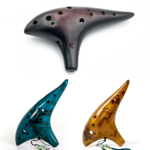 Imagen 2 del producto Ocarina12 tonos Alto C cerámica Ocarina instrumento Musical con libro de canciones cuerda para el cuello cordón para el cuello bolsa de transporte buen regalo para principiantes