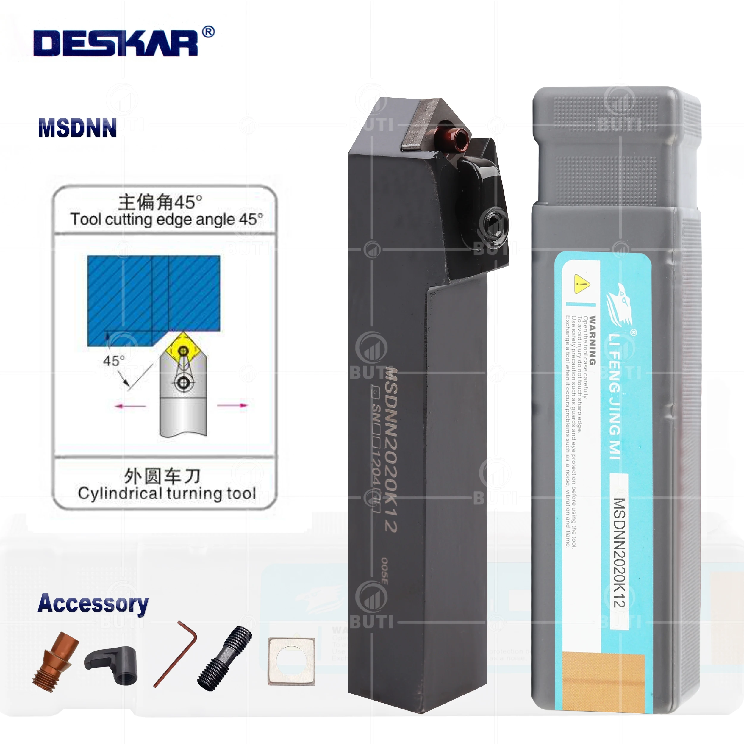 DESKAR 100% Original MSDNN1616 MSDNN2020 MSDNN2525 External Turning Tool MSDNN Lathe Bar Turning Holder CNC Cutting Tool Cutter