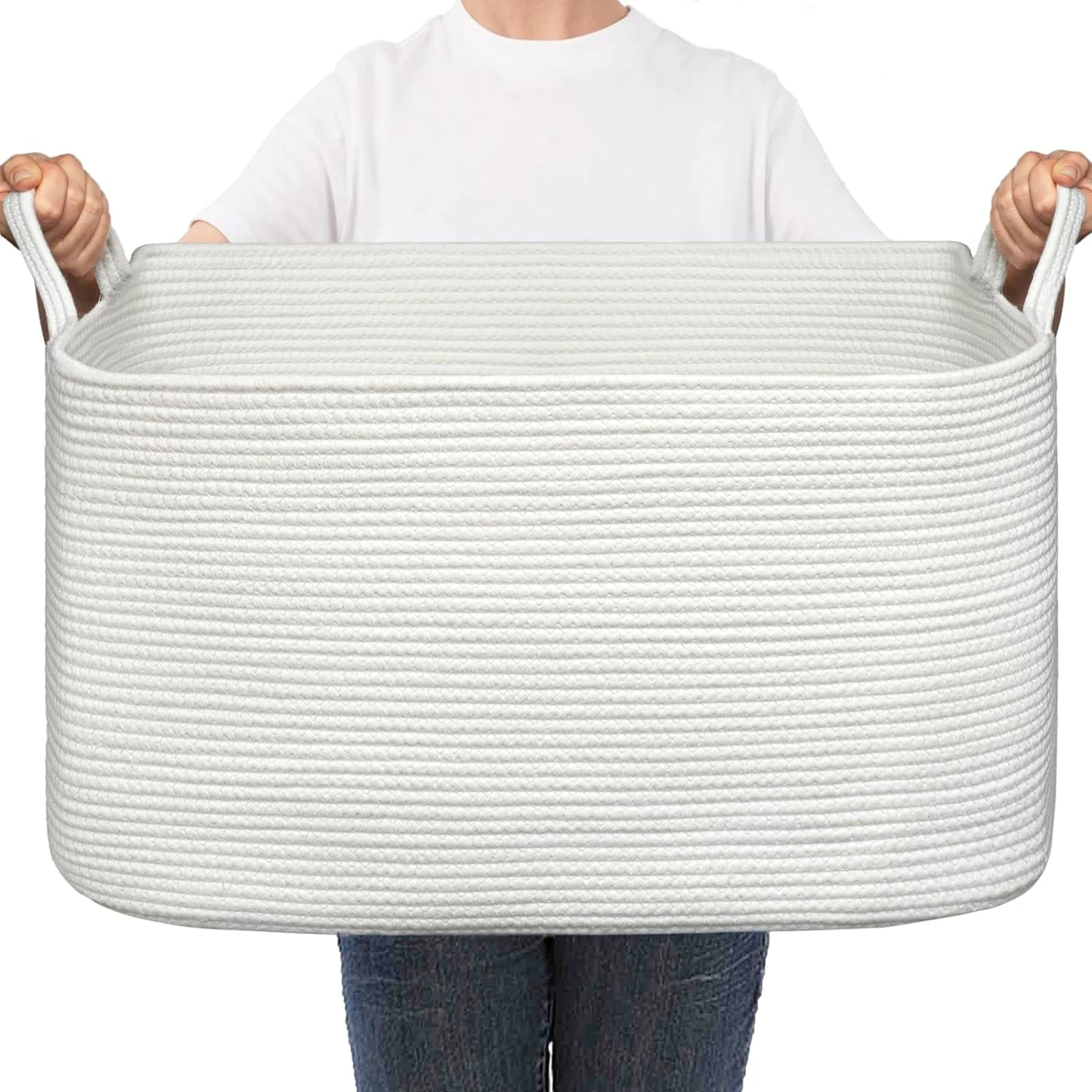 

Woven Storage Baskets for Organizing, Soft Rope Storage Basket, Cube baskets for shehelves, Laundry Hampers