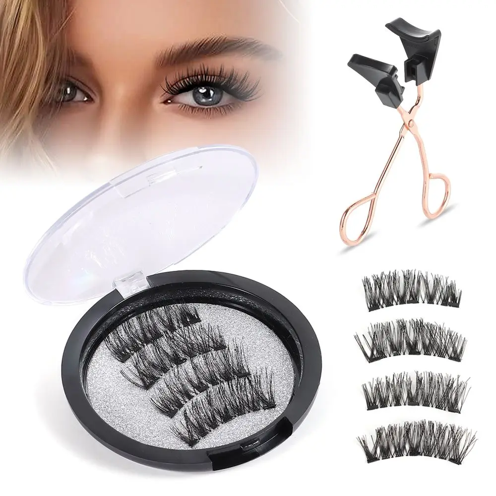 Reusable Magnetic Eyelashes No Glue without Eyeliner Fake Eyelashes with Applicator Dual Magnetic False Eyelashes Party Favors