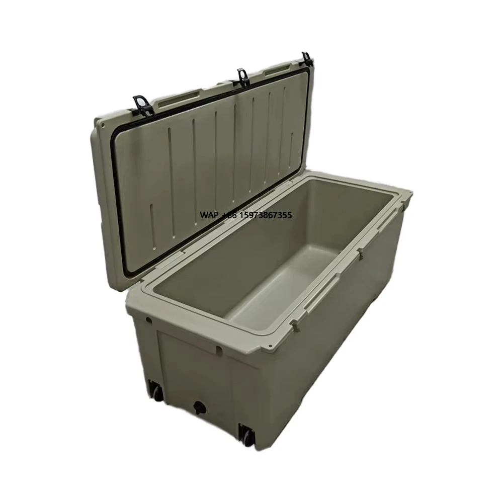 

240QT Rotomolded Fishing Hunting Cooler Box with Drain Plug Wheels Handles Ice Chest for Seafood Storage &
