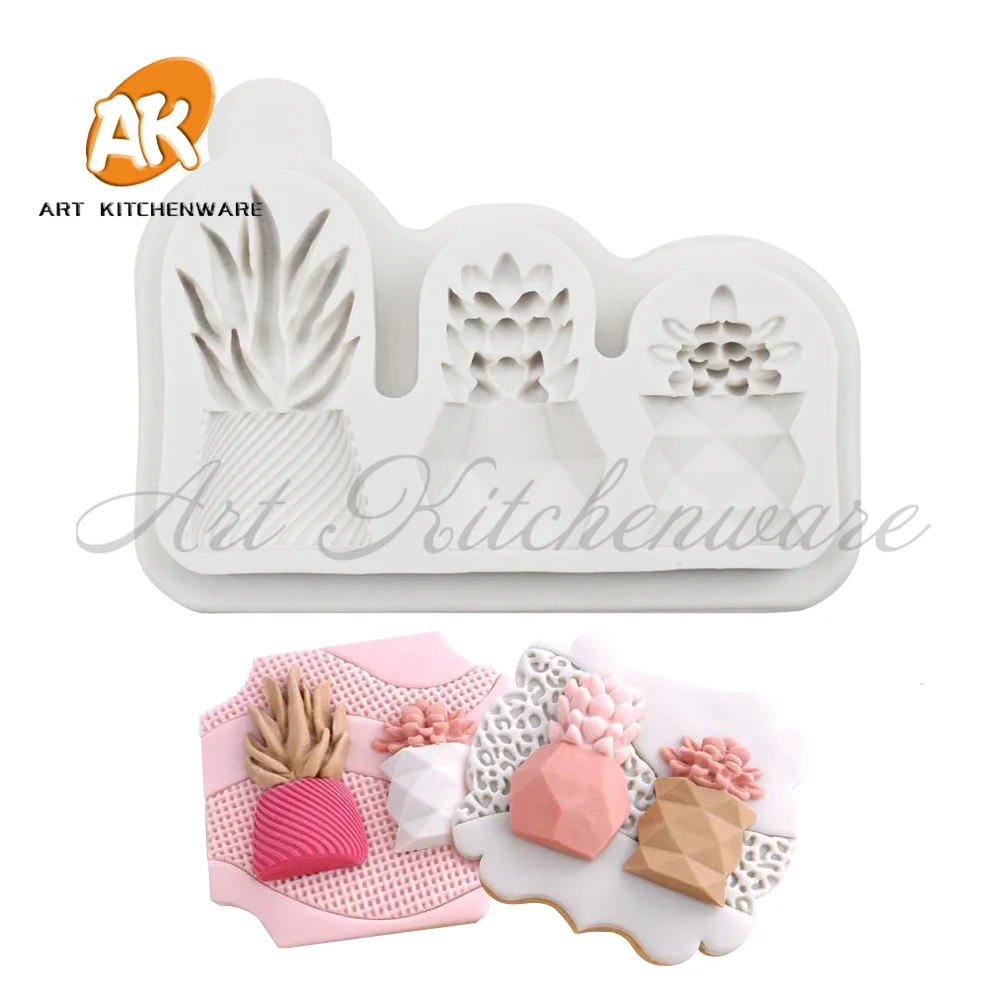 

Potted Flower Plant Silicone Mold Fondant Cake Decoration Mold Hand Made Decorating Leaves Chocolate Candy Silica Gel Mold