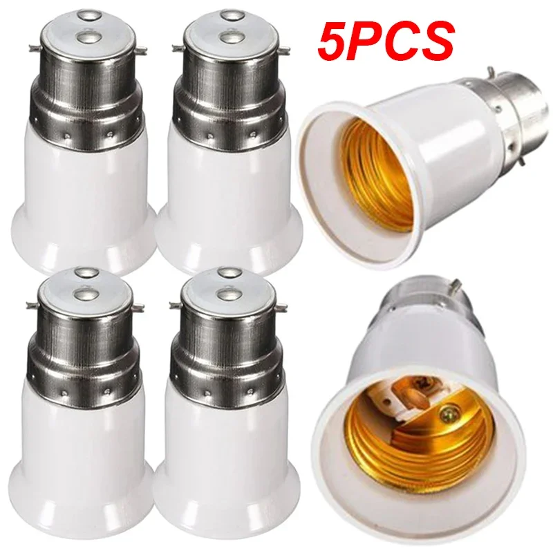 1/5PCS B22 to E27 LED Bulb Converter Lamp Socket Adapter Anti-Burning Base Holder Screw Light Socket for Home Improvement