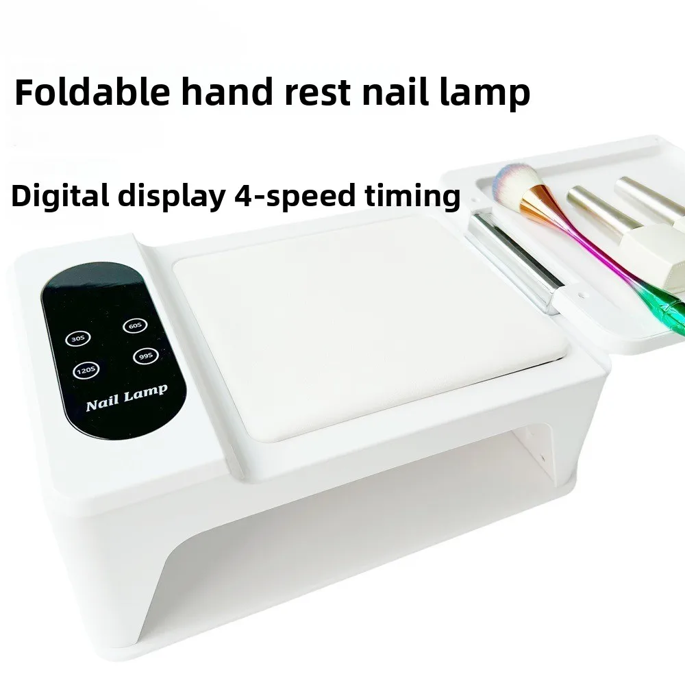 Press on Nail Lamp Multifunctional Flip Design 96 LEDs Large Space Hand Rest Dual Hand Nail Curing Lamp  Tool
