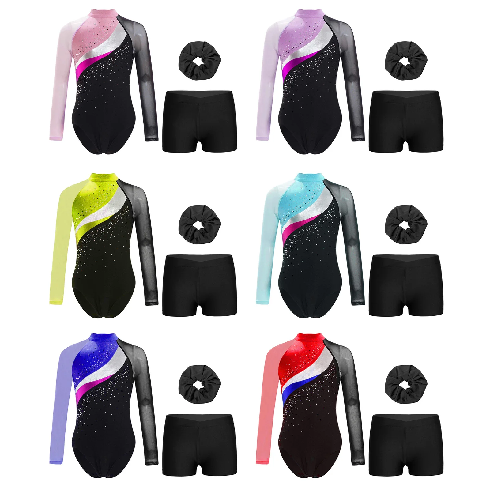 Conjunto de ropa deportiva para niños, conjunto de ropa de baile de Ballet para niñas, mono de leotardo de gimnasia artística para Yoga con pantalones cortos, Ropa de baile para niñas