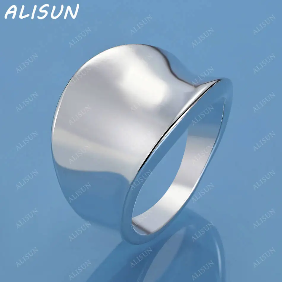 

ALISUN 925 Sterling Silver Glossy Wide Version Fine Ring For Women Men Fashion Jewelry Charm Grace Wedding Engagement Accessorie