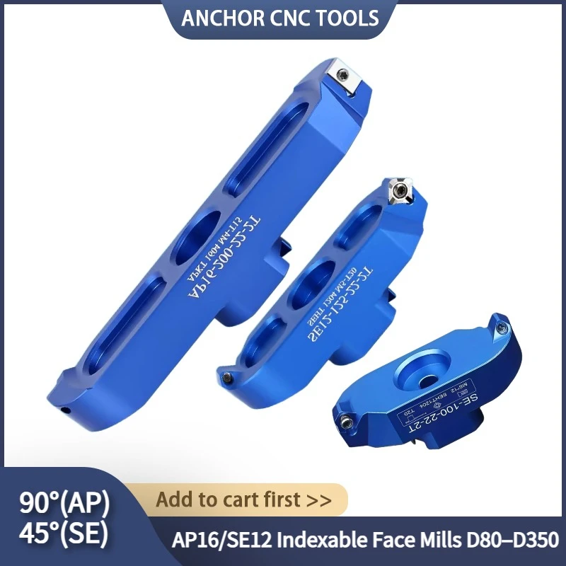 90° 45° Angle Bridge Type Indexable Face Milling Cutter Head AP SE 400R KM12 50 22 27 Aluminum Alloy APMT1604 SEHT1204