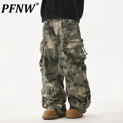 PFNW American Style Camouflage Wide Leg Pants Men's High Street Three-dimensional Multi Pocket Cargo Trousers Autumn New 28W5107