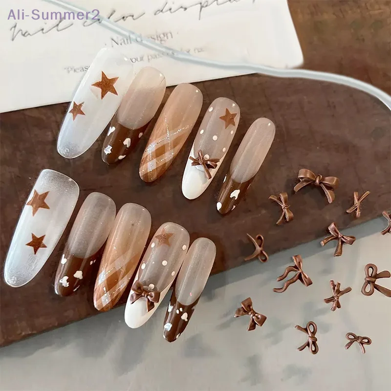 {MX} 50Pcs Cute Bow Bear Capybara Nail Charms Brown 3D Resin Nail Art Jewelry DIY Manicure Decor Accessories