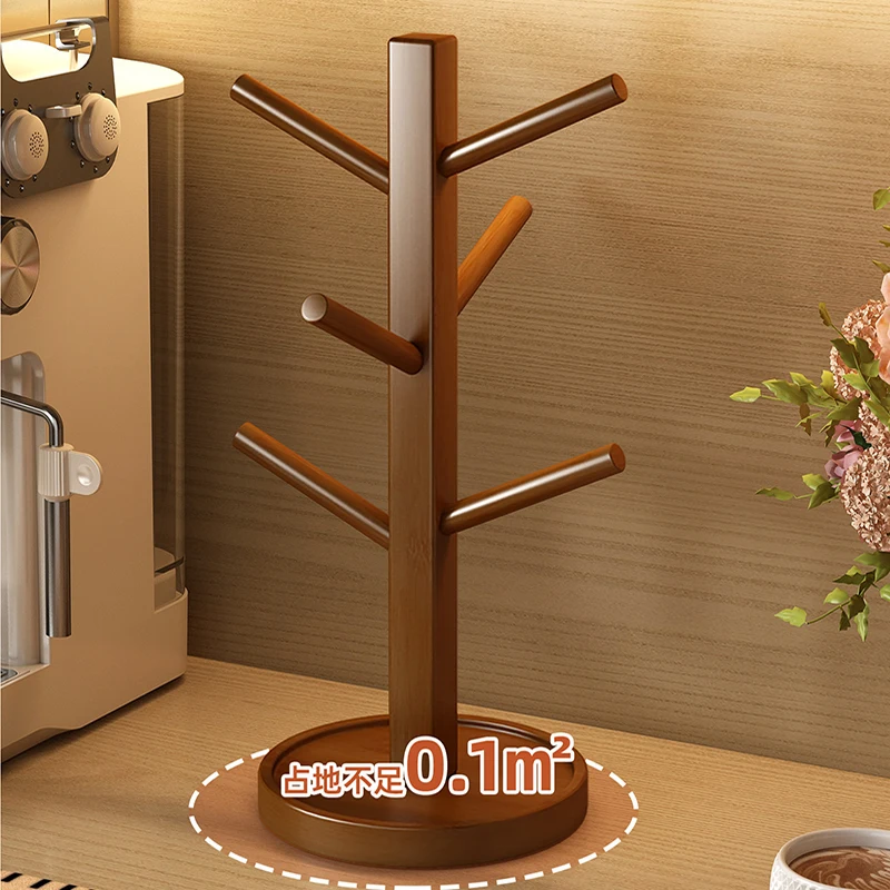 Korean Desktop Cup Storage Shelf Ins Solid Color Wood Drainage Storage Shelf 2026 New Household Tea Set Small Cup Rack