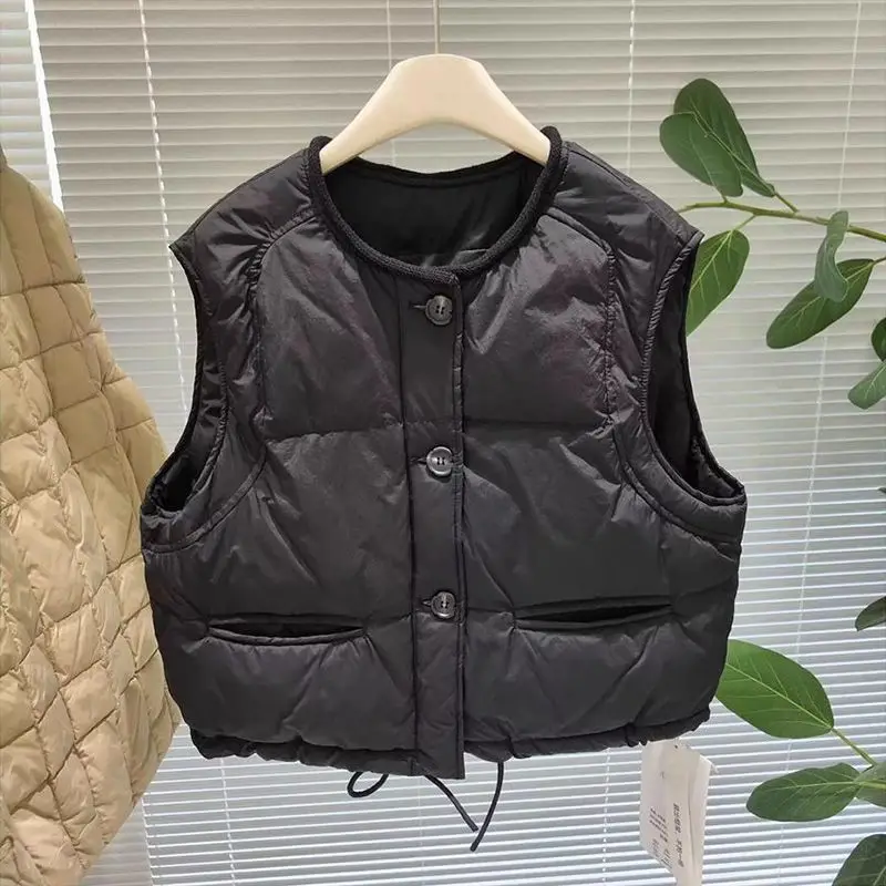 New Korea Chic Parkas Small Fellow Vests Simple Office Lady Casual Short Slim Vests All-match Minority Fashion Jackets