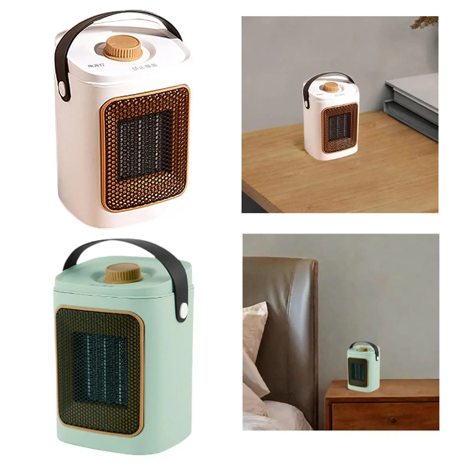 Calentador de espacio de 1000W, calefacción rápida ajustable compacta con termostato y temporizador, ventilador calefactor de escritorio multiusos de cerámica PTC para escritorio