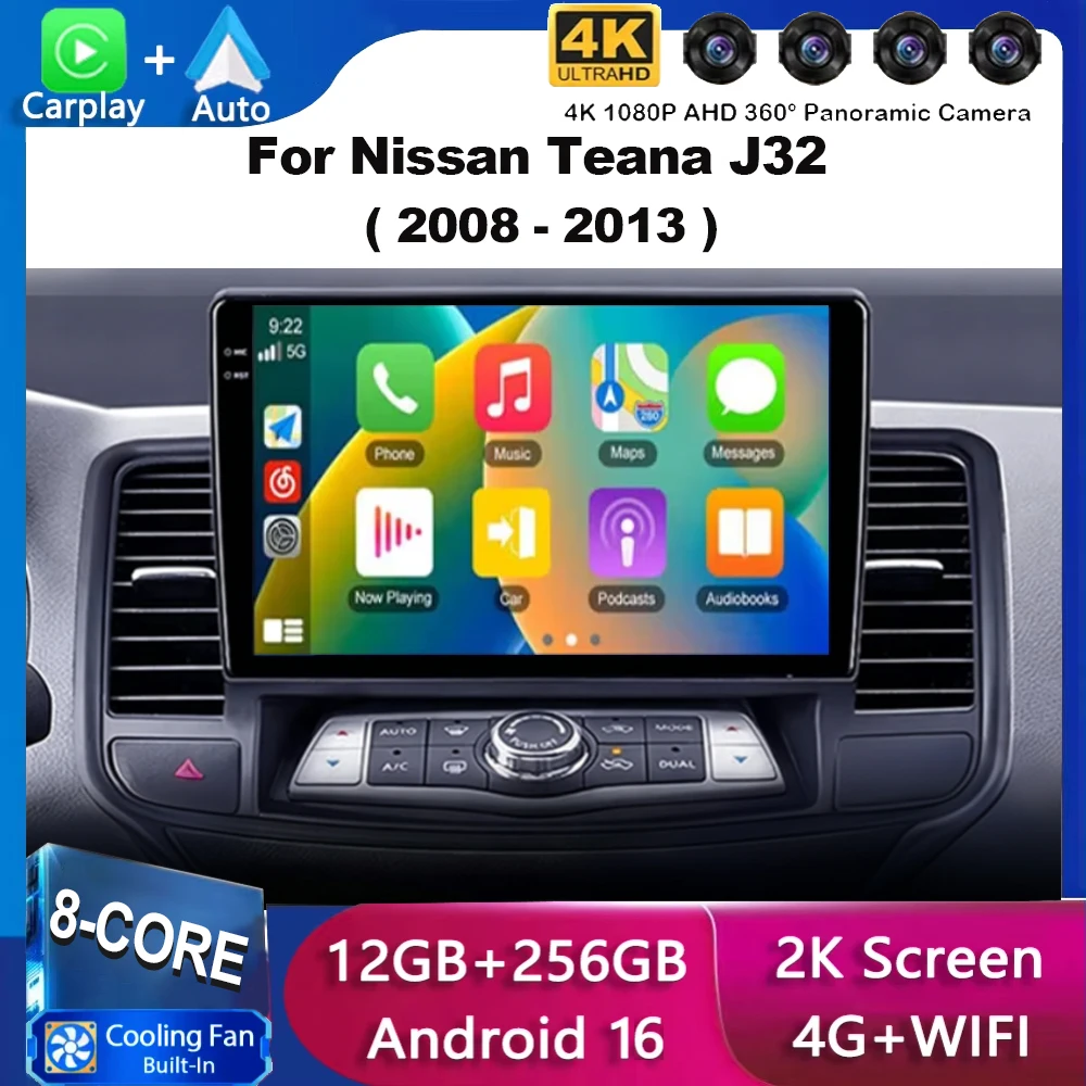 2K Incell Screen Android 16 For Nissan Teana J32 Maxima 2008 - 2013 Multimedia Navigation GPS Radio Player Car Stereo 5G DVD