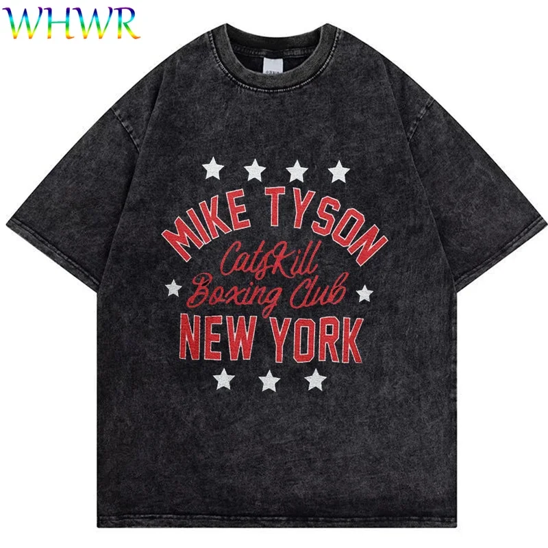 Mike Tyson Vintage T-shirts Washed T Shirt Streetwear Retro Tshirt Summer Short-sleeved Shirts Boxing Champion Oversized Tshirts