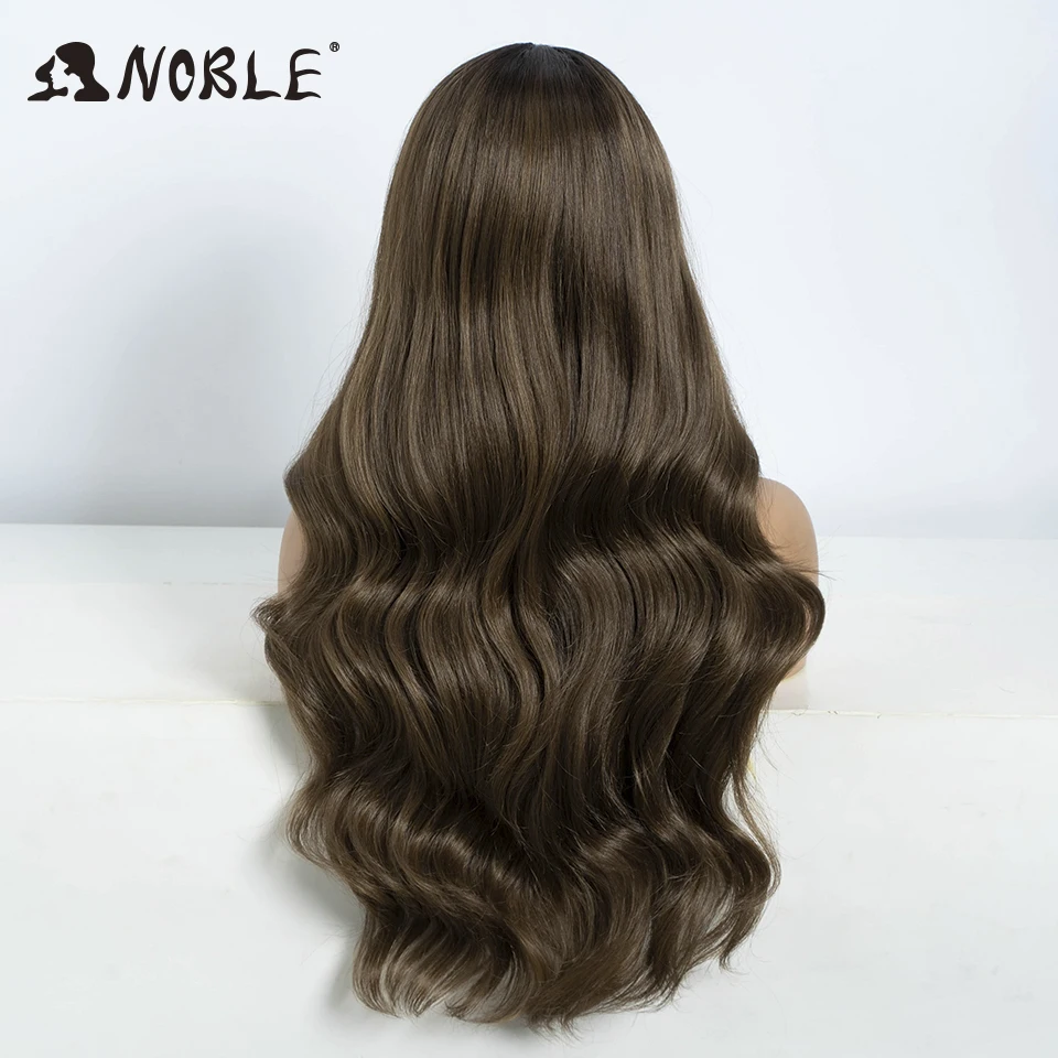 Noble Synthetic Lace Front Wig Long Wavy Wig 26 Inch Lace Part Body Wavy Lace Wig For Women Brown Ombre Blonde Cosplay Wig