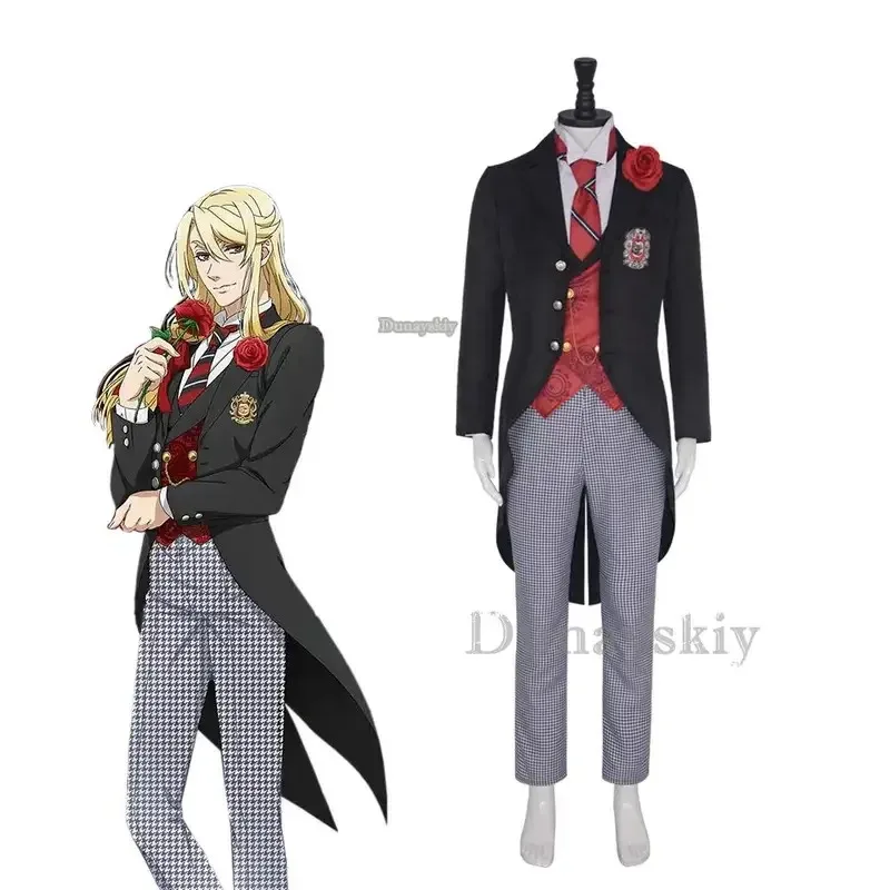

Guregori Baioretto Black Butler 4 Cosplay Costume Boarding School Gregory Violet Uniform Suits Halloween Anime Clothing Full