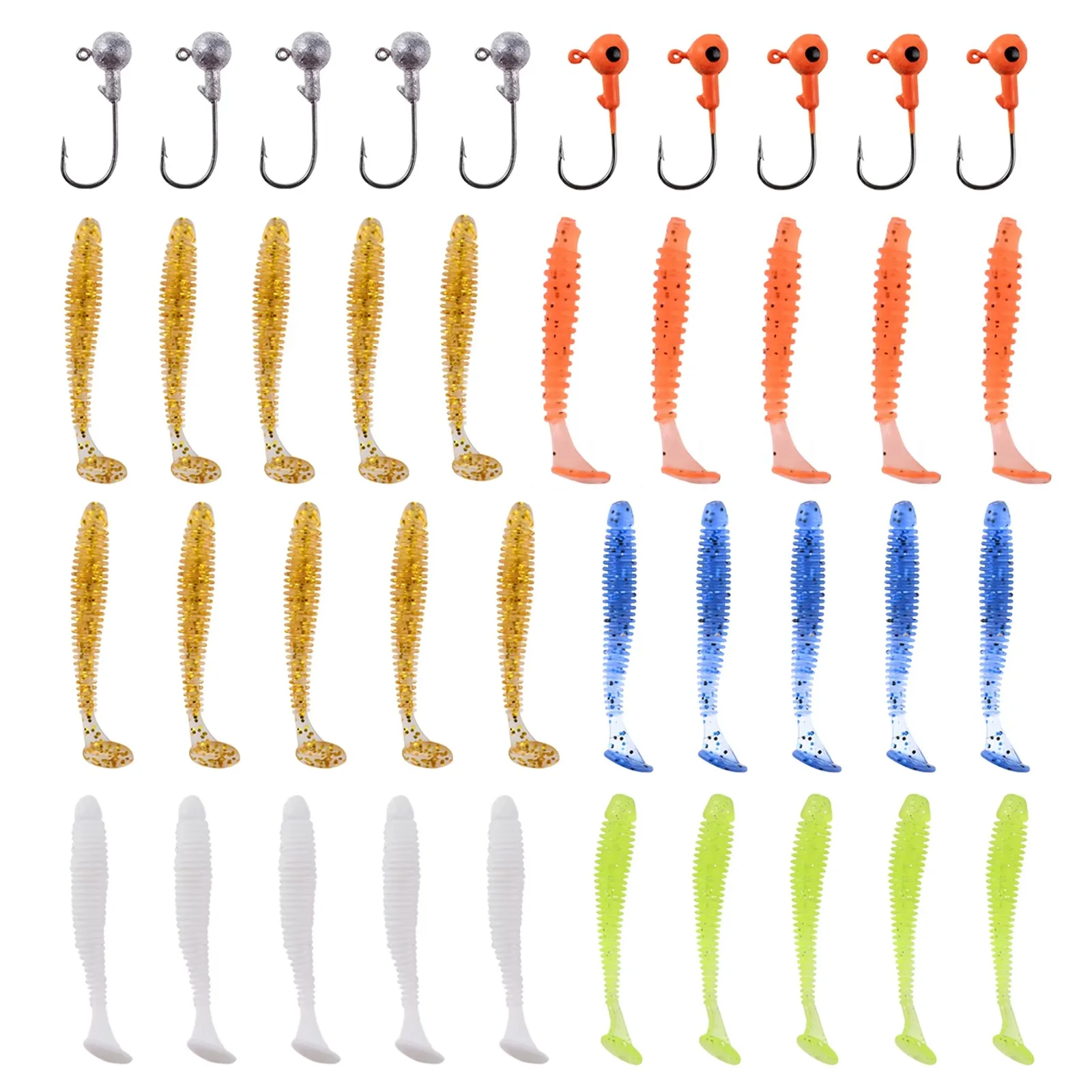 Goture 40 teile/los Angeln Locken Set Swimbait Weichen wurm Kurbel jig Haken Künstliche Angelgerät Zubehör für Bass Forelle