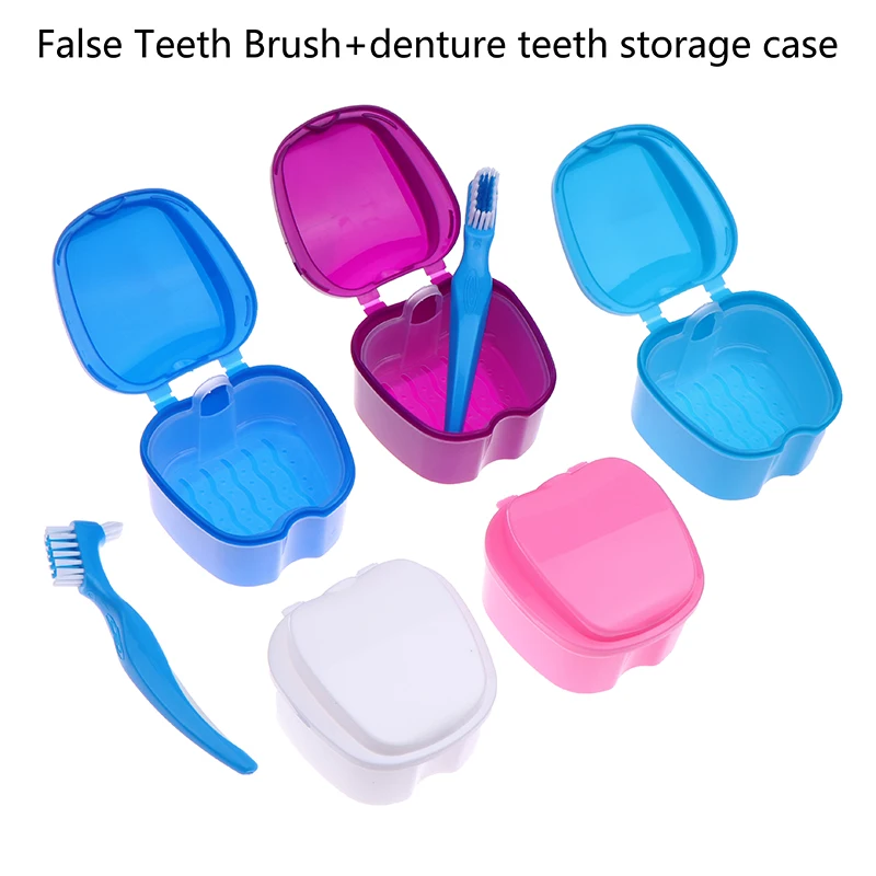 

Dental Bath Box Case With Denture Brush False Teeth Mouth Guard Storage Plastic Container Oral Hygiene Orthodontic Supplies