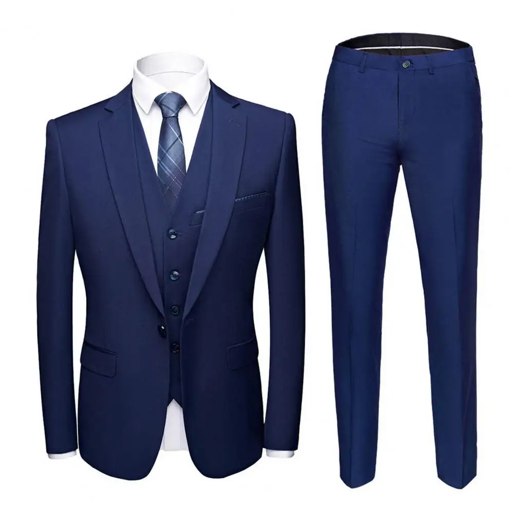 3 Piece Groom Suit Formal Blazer+Vest+Pants Set Turndown Collar Single Breasted Buttons Formal Suit Wedding Banquet Slim Suit