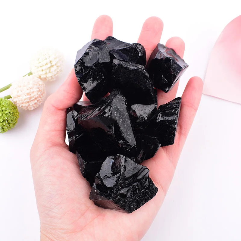 1pc Naturstein Obsidian Rohkristalle Mineral Probe Reiki Healing Stein Aquarium Ornamente Souvenir Wohnkultur DIY Geschenk