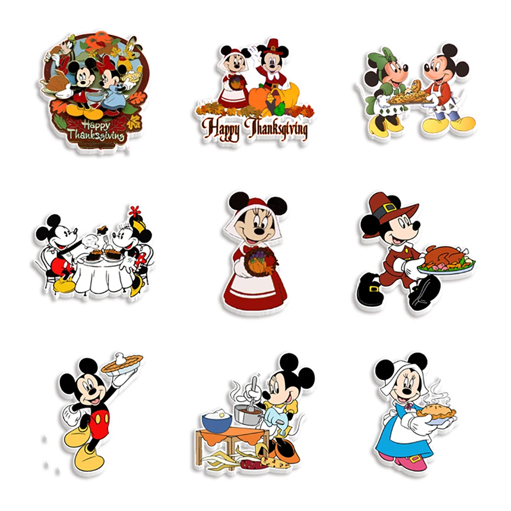 Disney Thanksgiving Happy Resin Charm Mickey Autumn Resin Planar Craft Supplies Cabochon Scrapbook 10 Pcs /Lot