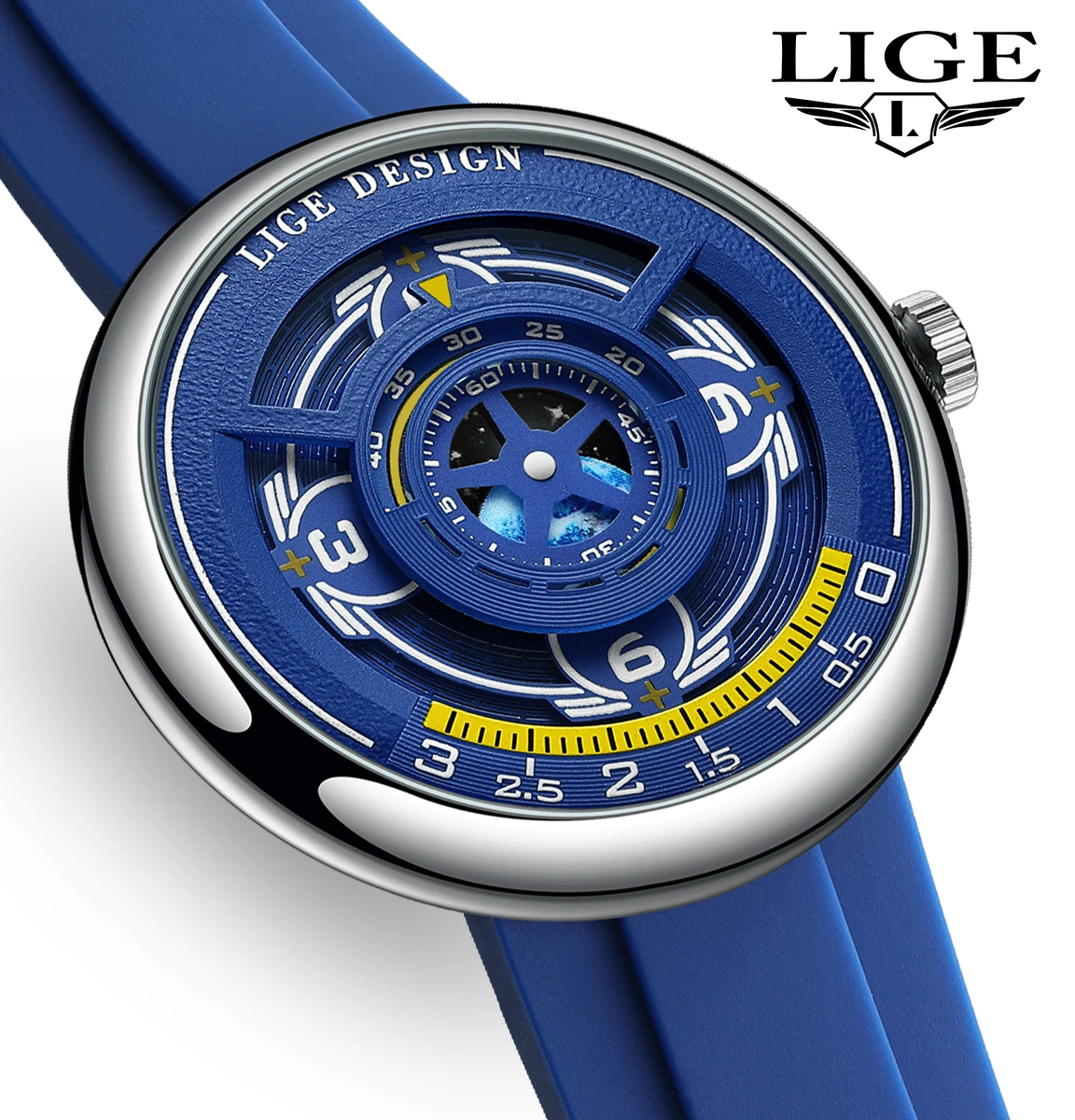 LIGE Moda Relógio Masculino Original Único Silício Quartzo Relógio Masculino Luz Noturna Esportes Relógio À Prova D 'Água Para Homens Relógios Masculino