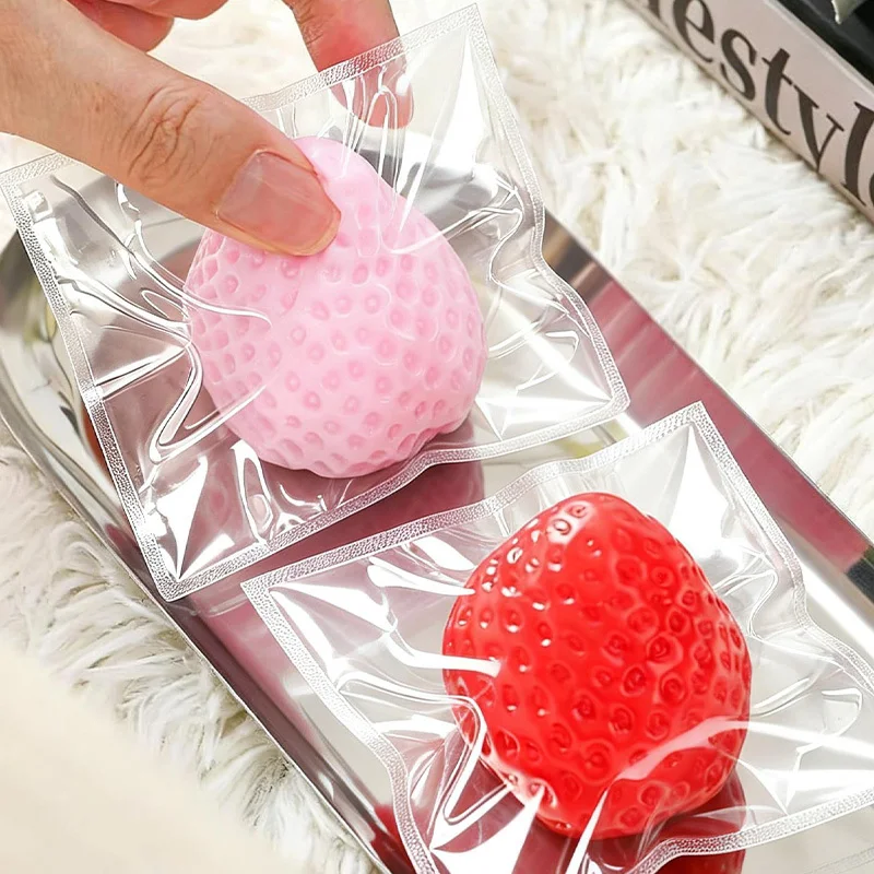 Strawberry Gummy, Calming & Brain-support Supplement Set Cute Squishy Squeeze Desk Decor for Anxiety Relief Fluffy Slow Rebound Squishies Pocket Stress Helper