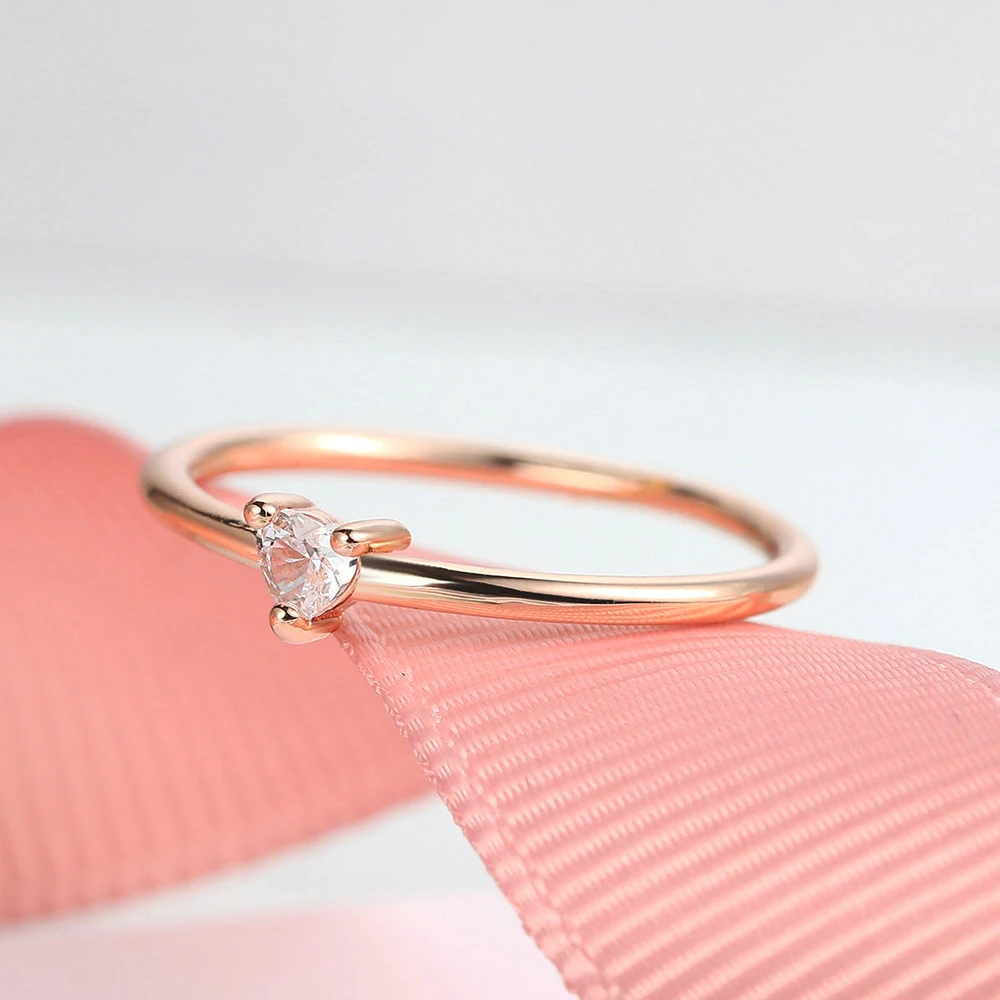 ZHOUYANG Dainty Rings For Women Minimalist Sweet Heart Zircon Gold Color Thin Ring Proposal Party Gift Fashion Jewelry KBR014