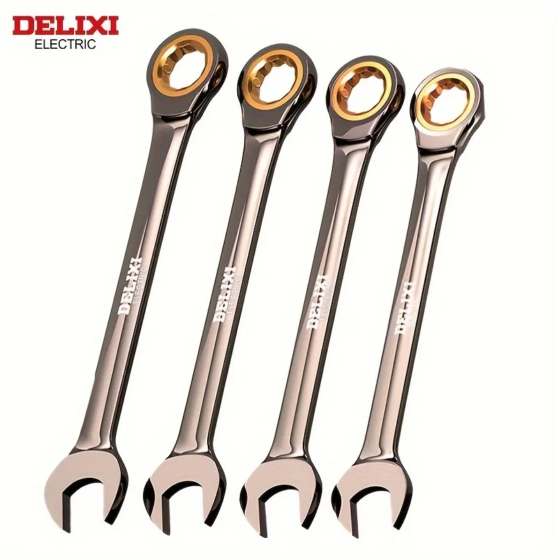 DELIXI ELECTRIC Ratchet Wrench Dual use in Both DirectionOpen-ended Torx Wrench，FourLayerPrecisionElectroplating， AutoRepairTool