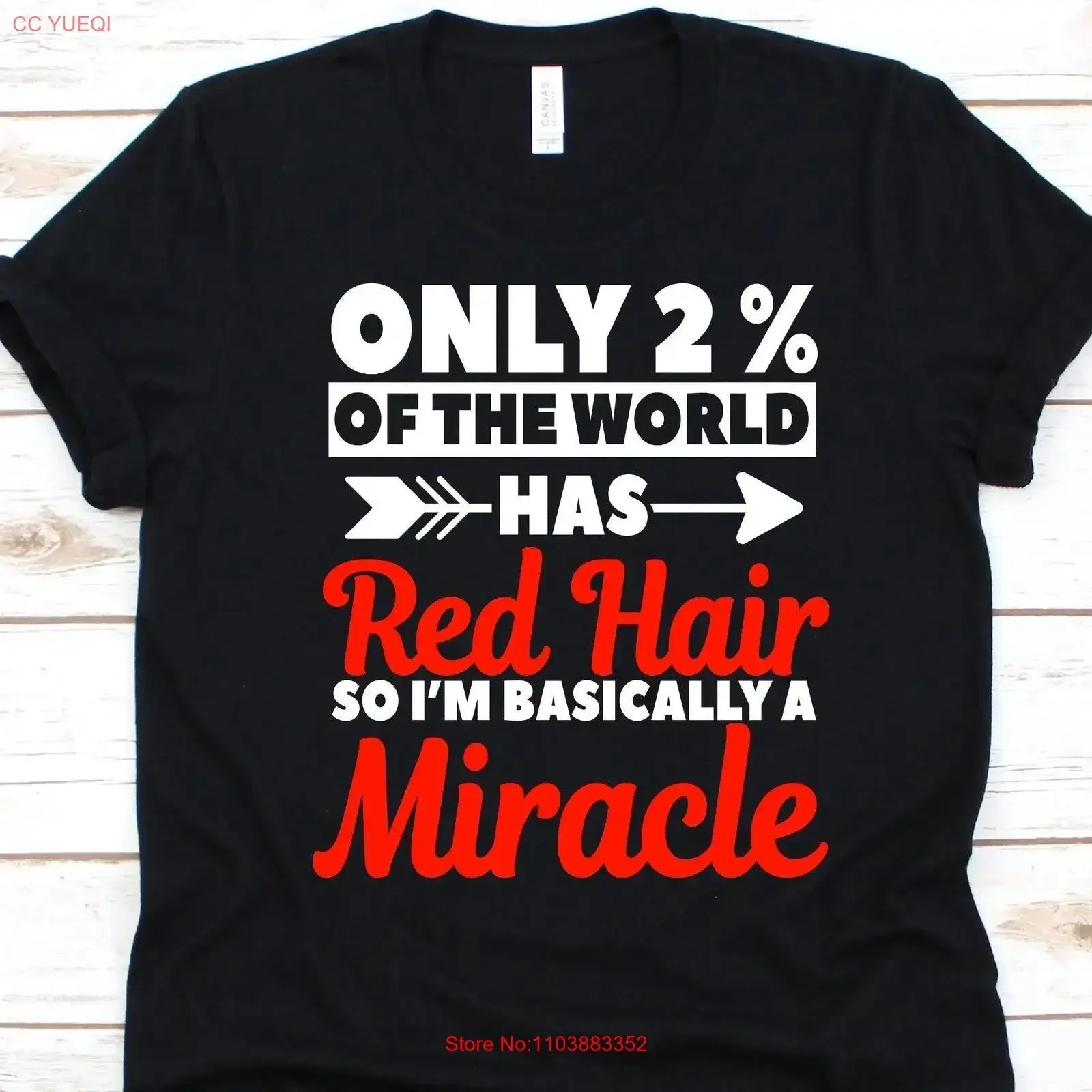 T-shirt vintage délavé « Seulement 2% des personnes au monde ont des cheveux roux, c'est pour ça que je suis un miracle » pour roux, couleur roux vif