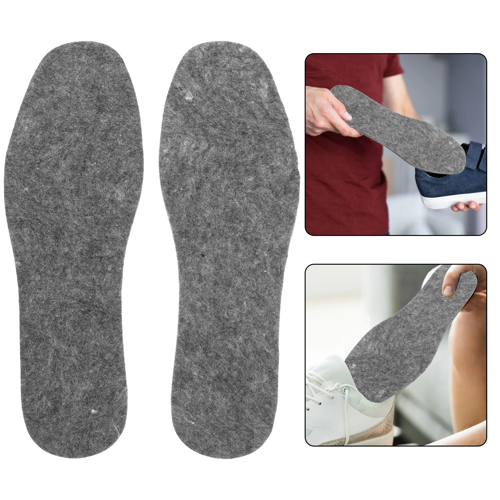 1 Uds. 1 par de plantillas de fieltro de lana suave insertos de zapatos de invierno cortables para hombres y mujeres plantillas térmicas insertos de botas absorbentes de sudor