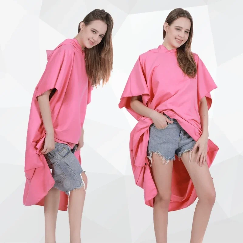 

Пляжный халат из микрофибры, накидка с капюшоном, впитывающая накидка для плавания, серфинга, сменная одежда, портативное банное полотенце, накидка