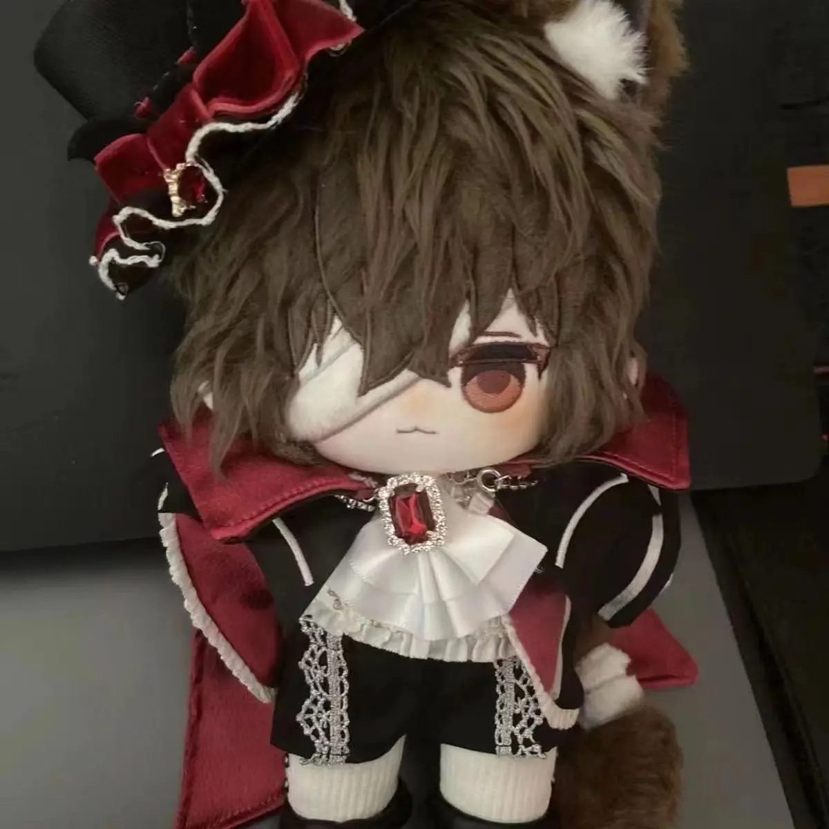 20cm Anime Dogs Dazai Osamu Kawaii Cosplay Cotton Doll Body Ears Tail With Skeleton Cartoon Soft Plushies Toy Figures Fans Gift