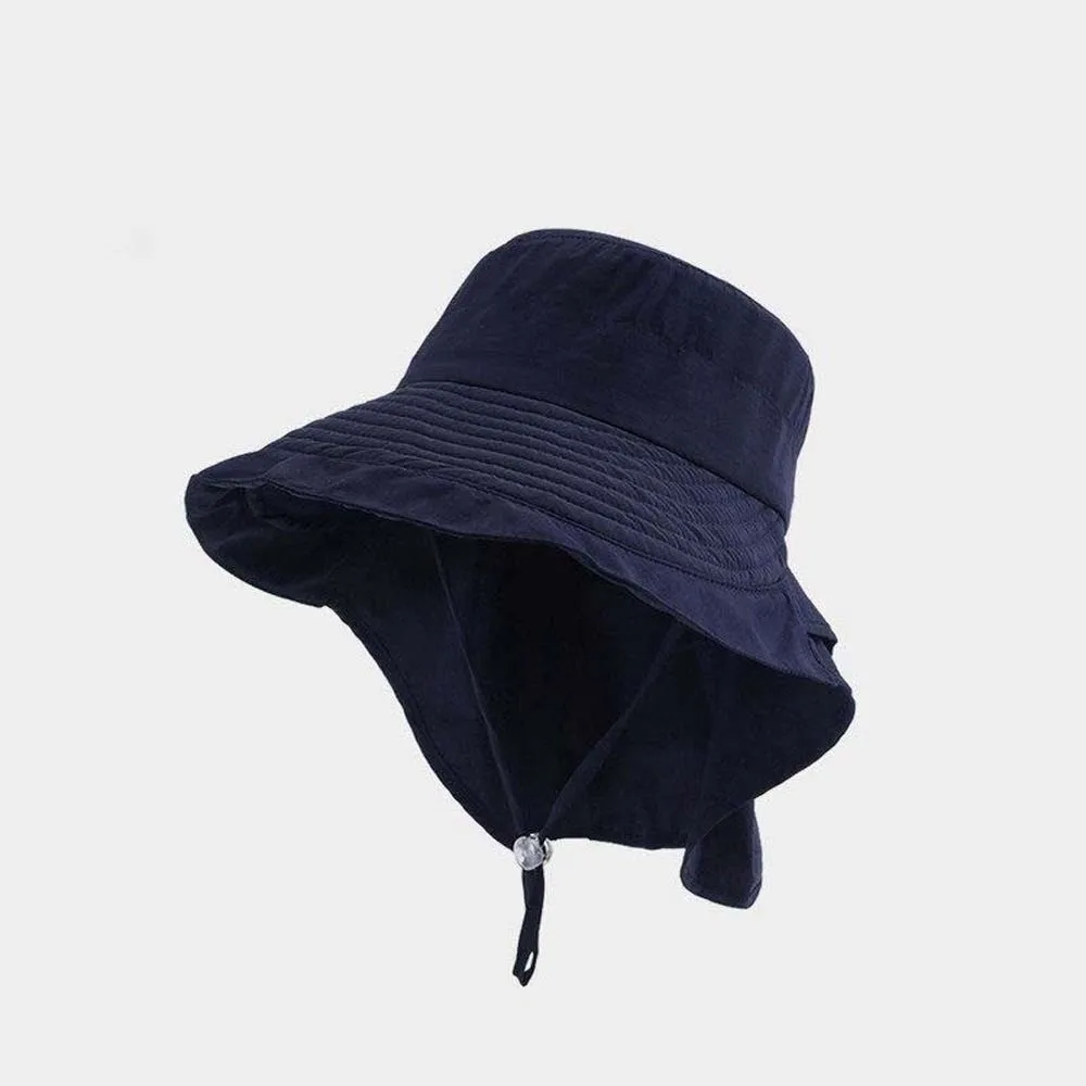 Solid Color Sunshade Shawl Cap Wide-brimmed Portable Neck Protection Hat Polyester Lightweight Neck Cover Hiking Cap Jogging