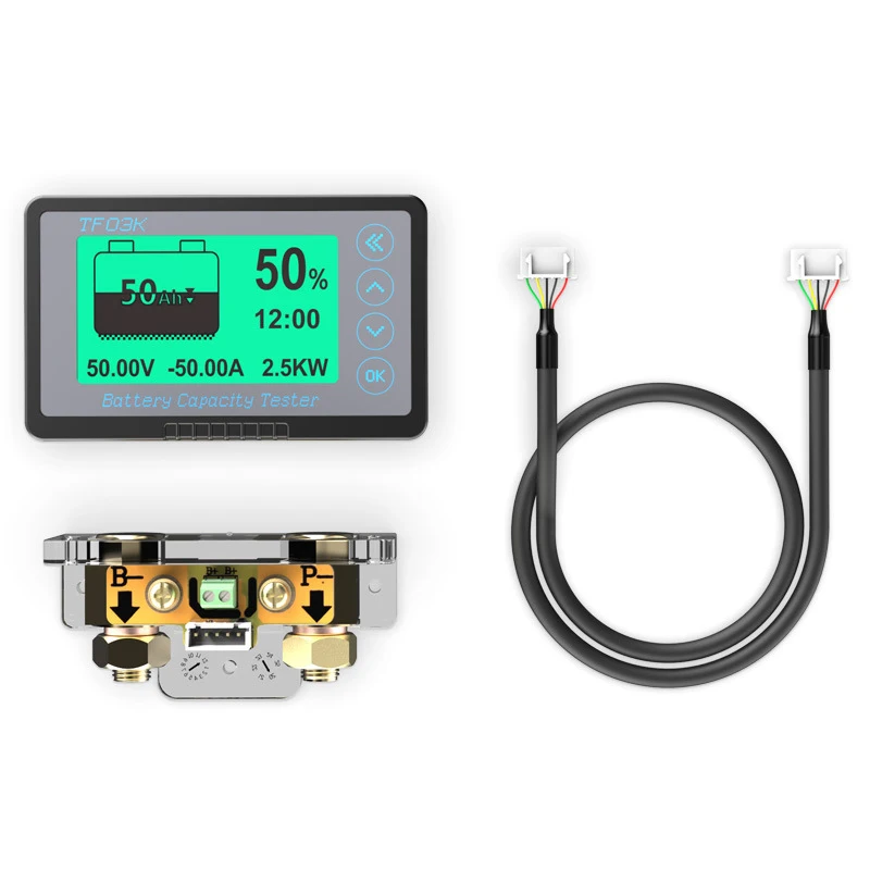 TF03K Battery Coulometer DC 8-120V 50A/100A/350A Battery Capacity Tester Voltage Current Display for Electric Car Touring Car