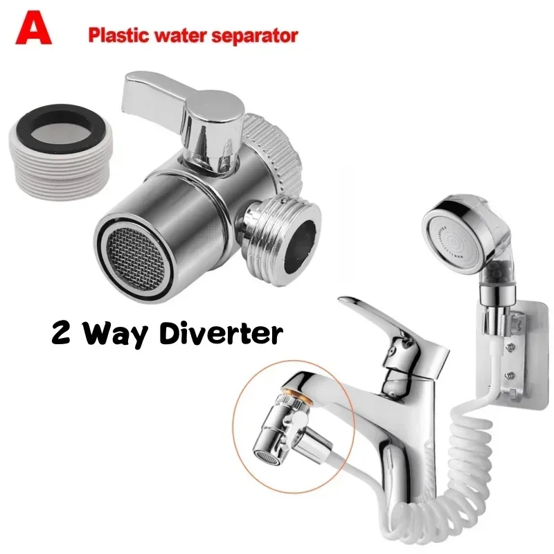 Umstellventil G1/2 Splitter 2 oder 3-Wege-Wasserabscheider Dusche T-Stück Adapter Einstellbarer Wasserhahn Umschalter Badezimmer Toilettenzubehör