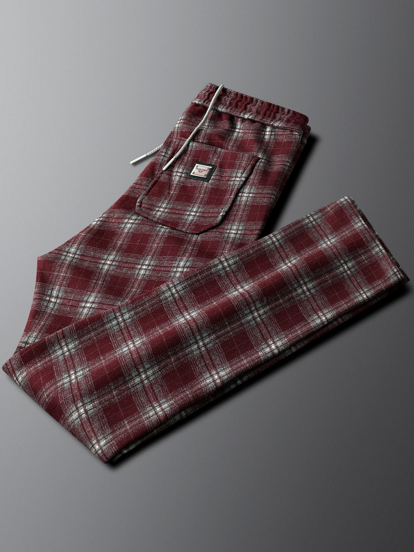 

Luxury Briti Sle Men's Thiened Plaid Casual Pants Elastic Waist Straight Leg Sport Sweatpants Breathable Comfortable Po...