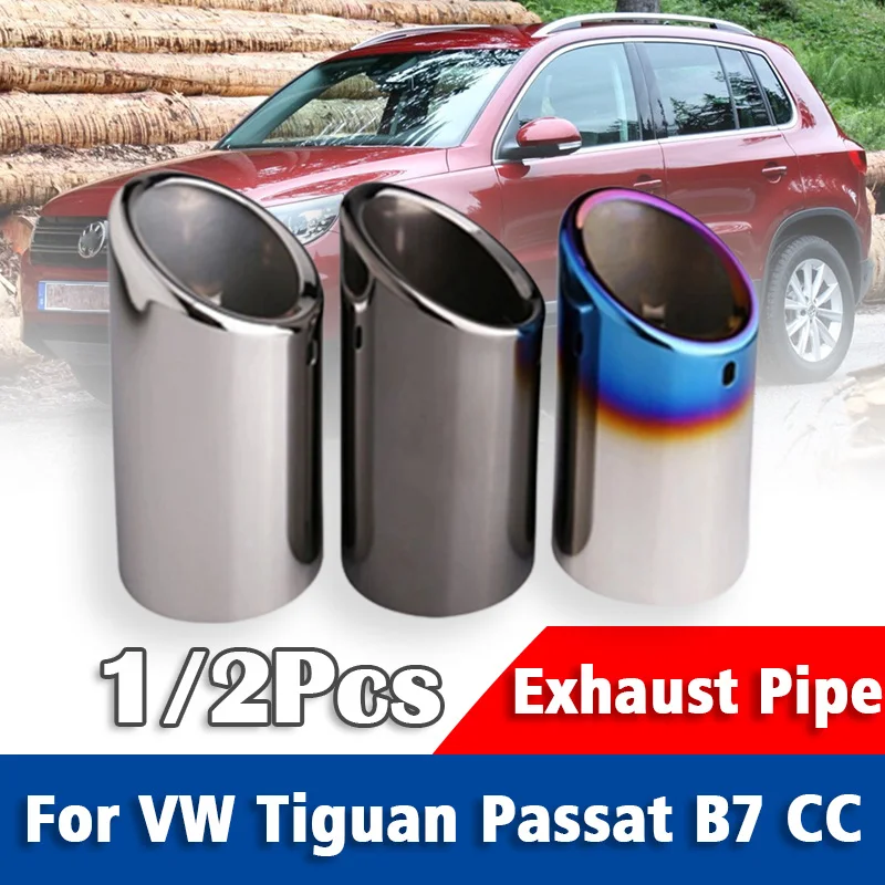 

Stainless Steel Exhaust Muffler Tip Pipes Covers For Volkswagen VW Tiguan Passat B7 CC 1/2Pcs Tailpipe Muffler Tip Accessories